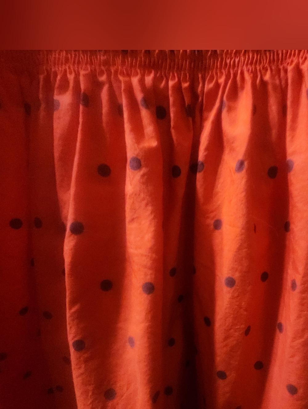 Red Smocked Midi Dress with Black Polka Dots - Picture 3 of 5